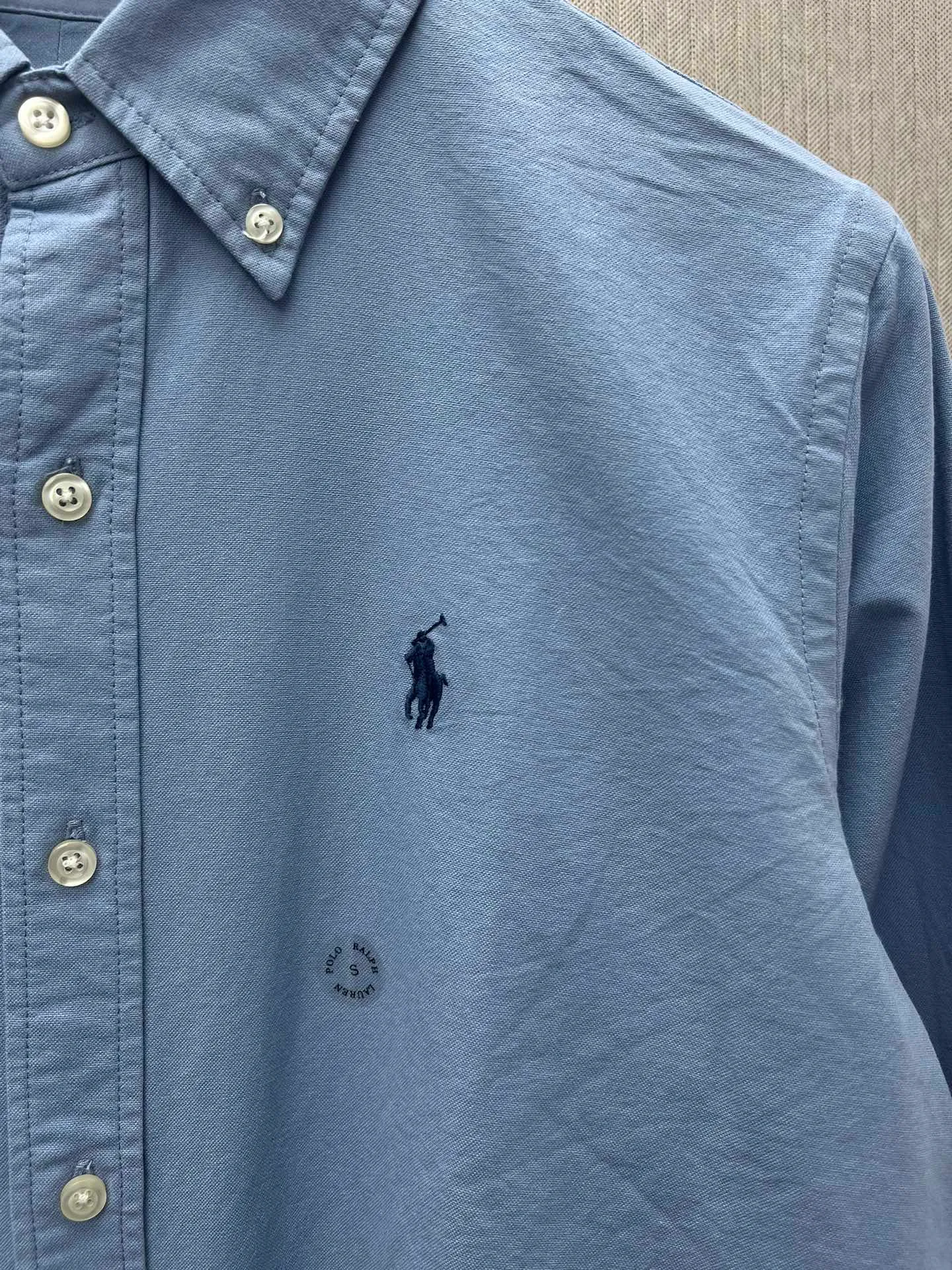 P430 Polo 25ss new solid color logo embroidered buttoned long-sleeved shirt men's high version code number: XS.S.M.L.XL.